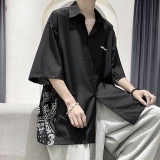 Paisley Panel Short Sleeve Oversized Shirt