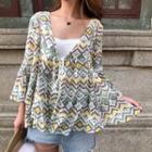 Patterned 3/4-sleeve Light Jacket