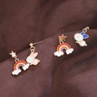 Non-matching Alloy Rabbit Rainbow Dangle Earring