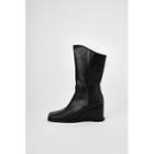 Square-toe Mid-calf Wedge Boots