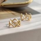 925 Sterling Silver Wavy Earring 1 Pair - Gold - One Size