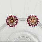 Rhinestone Earring 1 Pair - Rose Pink & Gold - One Size