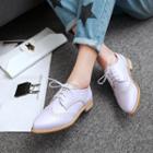 Brogue Low Heel Pointed Oxfords