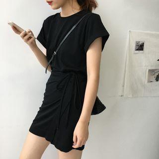 Short Sleeve Tie Waist T-shirt Dress