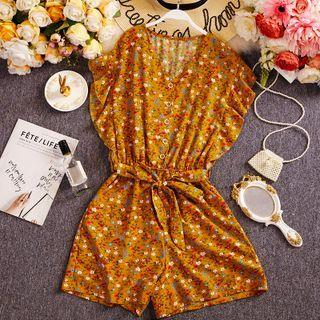 Strapless Floral Print Romper