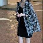 Plaid Shirt / Slit Strappy Dress