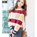 Colour Block Ribbed Long-sleeve Knit Sweater