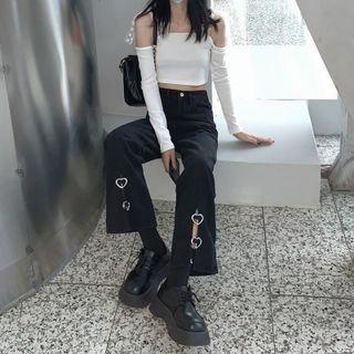 Heart Slit Loose Fit Jeans