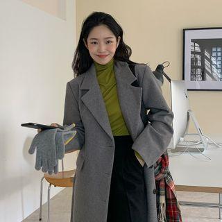 Notch-lapel Woolen Maxi Coat