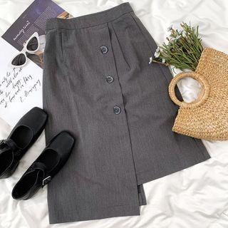 Asymmetrical A-line Skirt Dark Gray - One Size