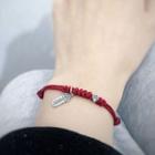 Chinese Characters Tag Pendant Sterling Silver Red String Bracelet 1 Pc - Red - One Size