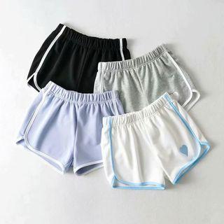 Heart Print Embroidered Shorts
