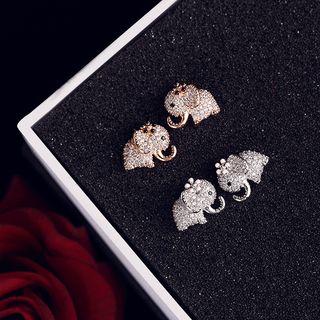 Rhinestone Elephant Earring