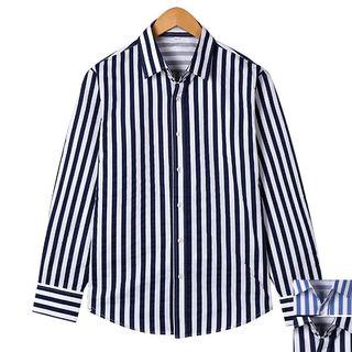 Long-sleeve Vertical-stripe Shirt