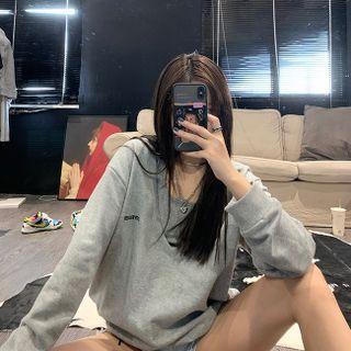 Set: Letter Embroidered Sweatshirt + Halter Top