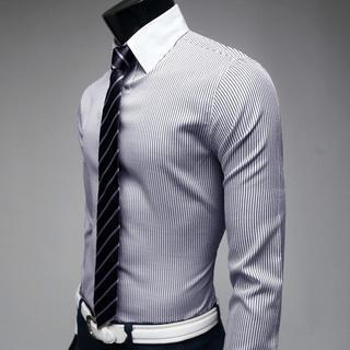 Contrast-trim Striped Shirt
