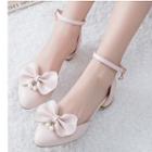 Faux Leather Ribbon Accent Low-heel Dorsays
