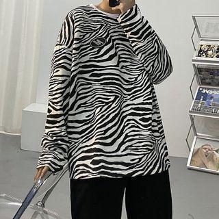 Long-sleeve Zebra Print Sweatshirt