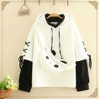 Color Block Mock Two Piece Hoodie White - One Size
