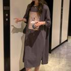 Slit Midi Shift T-shirt Dress