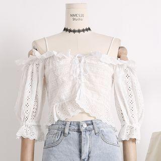 Boatneck Cropped Lace Top