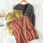 V-neck Button Cable Knit Vest