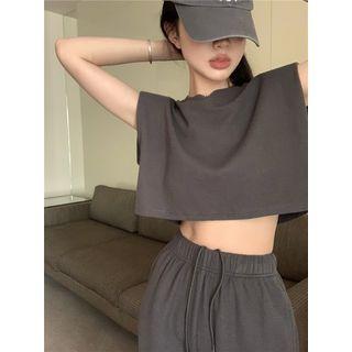 Short-sleeve Plain Top / Plain Sweatpants