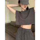 Short-sleeve Plain Top / Plain Sweatpants