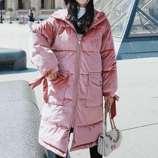 Pleuche Hooded Padded Coat