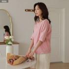 Drop-shoulder Patched T-shirt