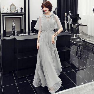 Capelet A-line Evening Dress