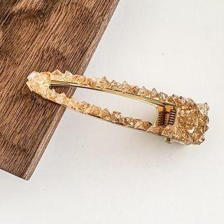 Rhinestone Hair Clip 1 Pair - Gold - One Size