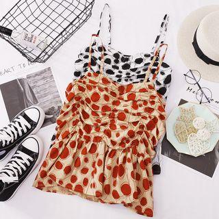 Spaghetti Strap Crinkled Patterned Top