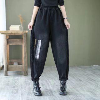 Patched High-waist Harem Jeans