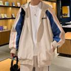 Set: Stand-collar Color-block Jacket + Sweatpants