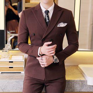 Set: Double-breasted Blazer + Vest + Cropped Dress Pants
