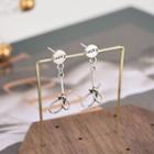 925 Sterling Silver Ribbon Dangle Earring 1 Pair - Es1255 - Silver - One Size
