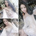 Long-sleeve Off Shoulder Organza Dress