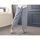 Banded-waist Wide-leg Linen Pants