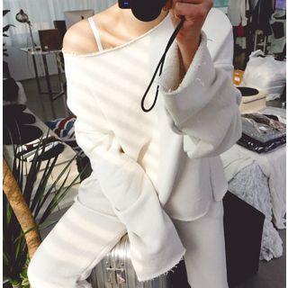 Set: Frayed Trim Pullover + Pants