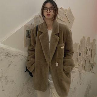Double-breasted Fluffy Blazer