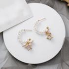 Alloy Star Faux Crystal Dangle Earring 1 Pair - As Shown In Figure - One Size
