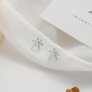 Leaf Stud Earring 1 Pair - 925 Silver - Silver - One Size