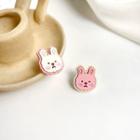 Rabbit Ear Stud Ear Stud - 1 Pair - S925 Silver Stud - Pink & White - One Size