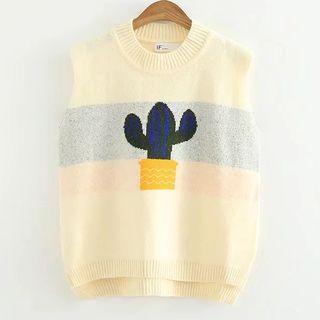 Cactus Print Sweater Vest