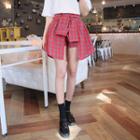 Tie-waist Layered Check Shorts