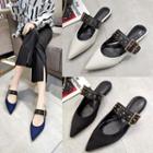 Pointed Toe Buckled Mules