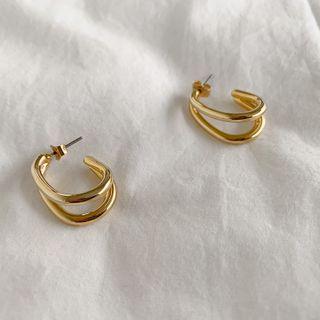Double Open Hoop Earrings Gold - One Size