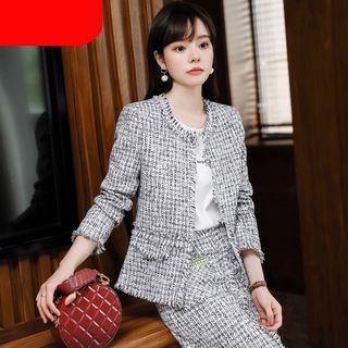 Tasseled Tweed Blazer / A-line Skirt