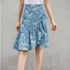 A-line Floral Chiffon Skirt